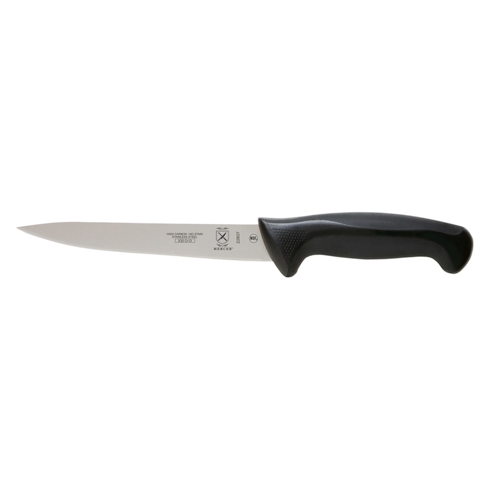 Mercer Culinary M22807 7" Fillet Knife w/ Black Santoprene®/Polypropylene Handle, High Carbon Japanese Steel