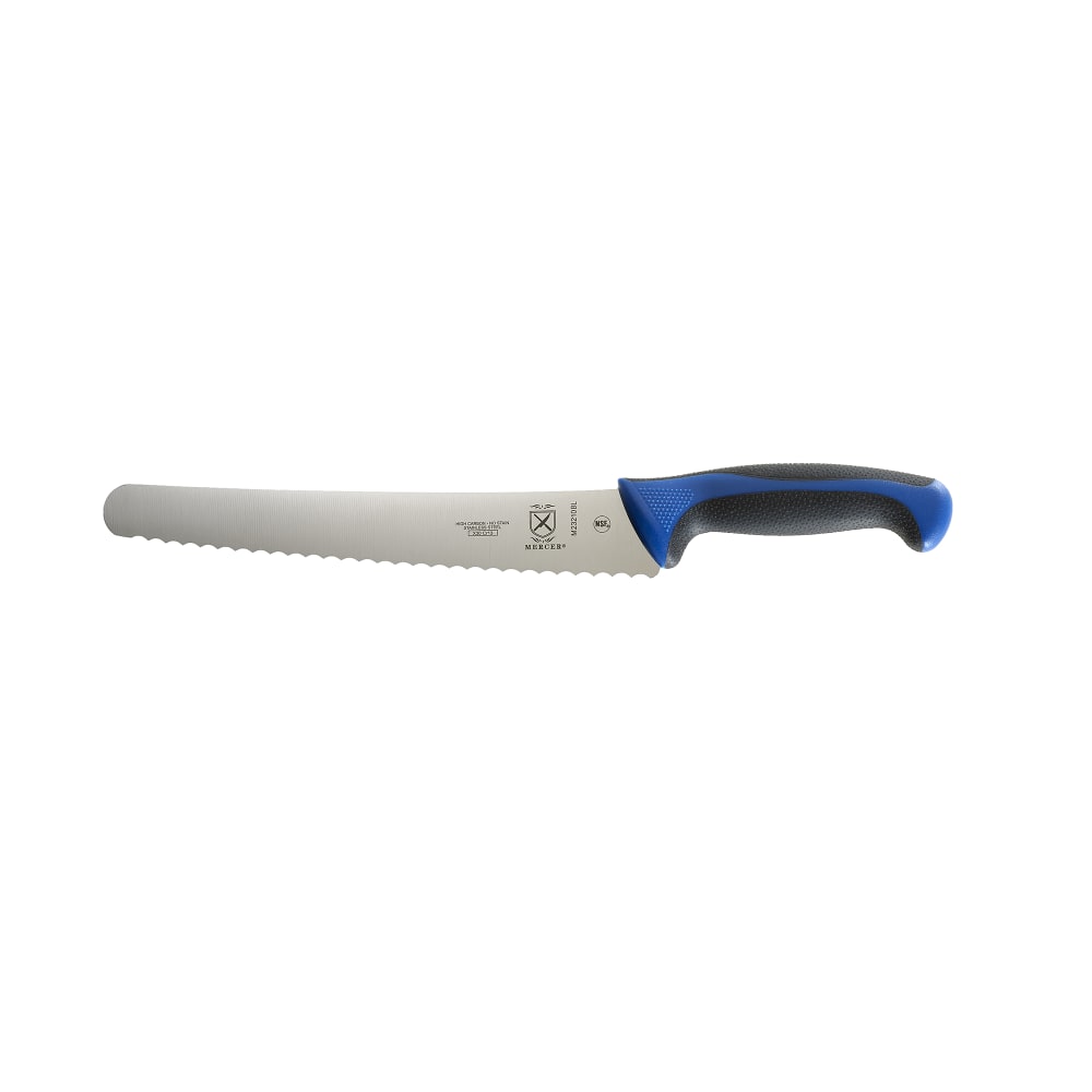 Mercer Culinary M23210BL 10" Bread Knife w/ Blue Santoprene®/Polypropylene Handle, High Carbon Japanese Steel
