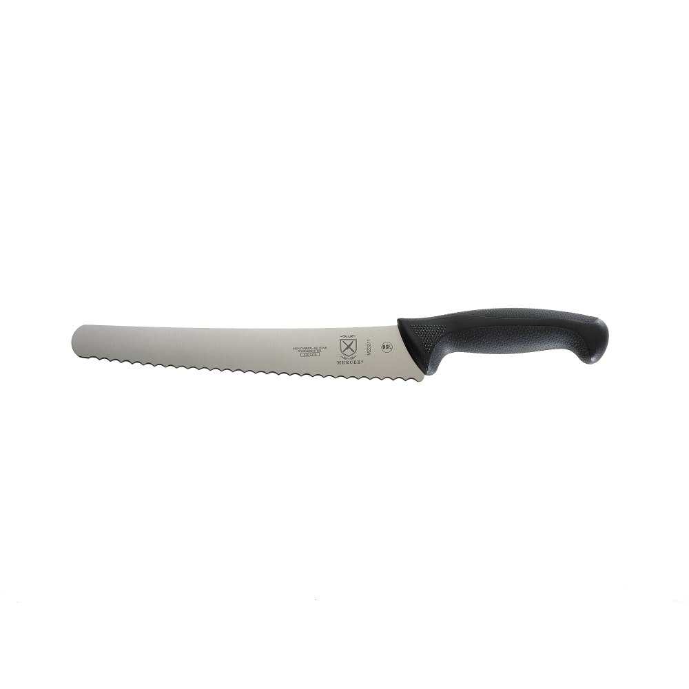 Mercer Culinary M23211 10" Bread Knife w/ Black Santoprene®/Polypropylene Handle, High Carbon Japanese Steel