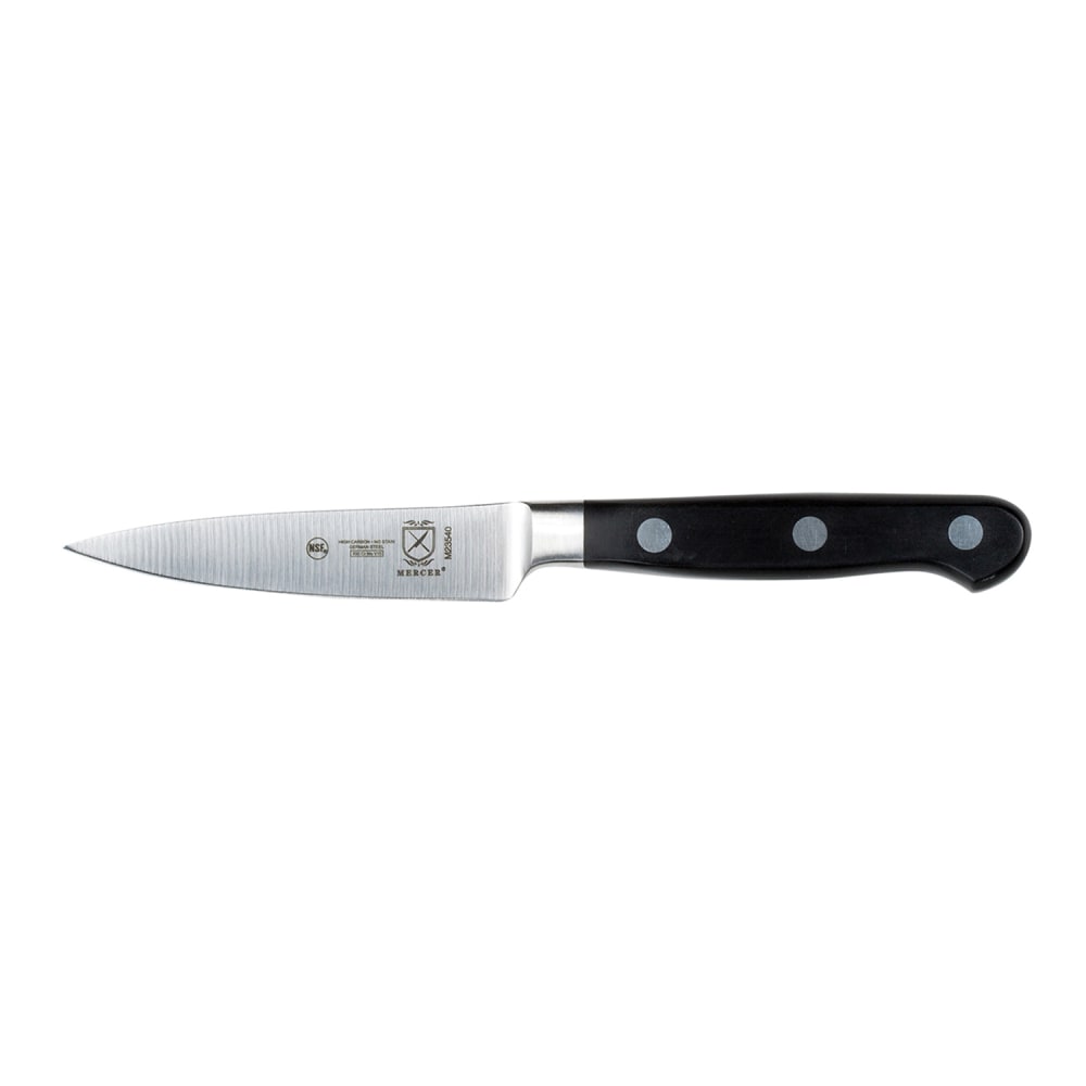 Mercer Culinary M23540 3 1/2" Paring Knife w/ Black Ergonomic Delrin® Handle, High-Carbon German Steel