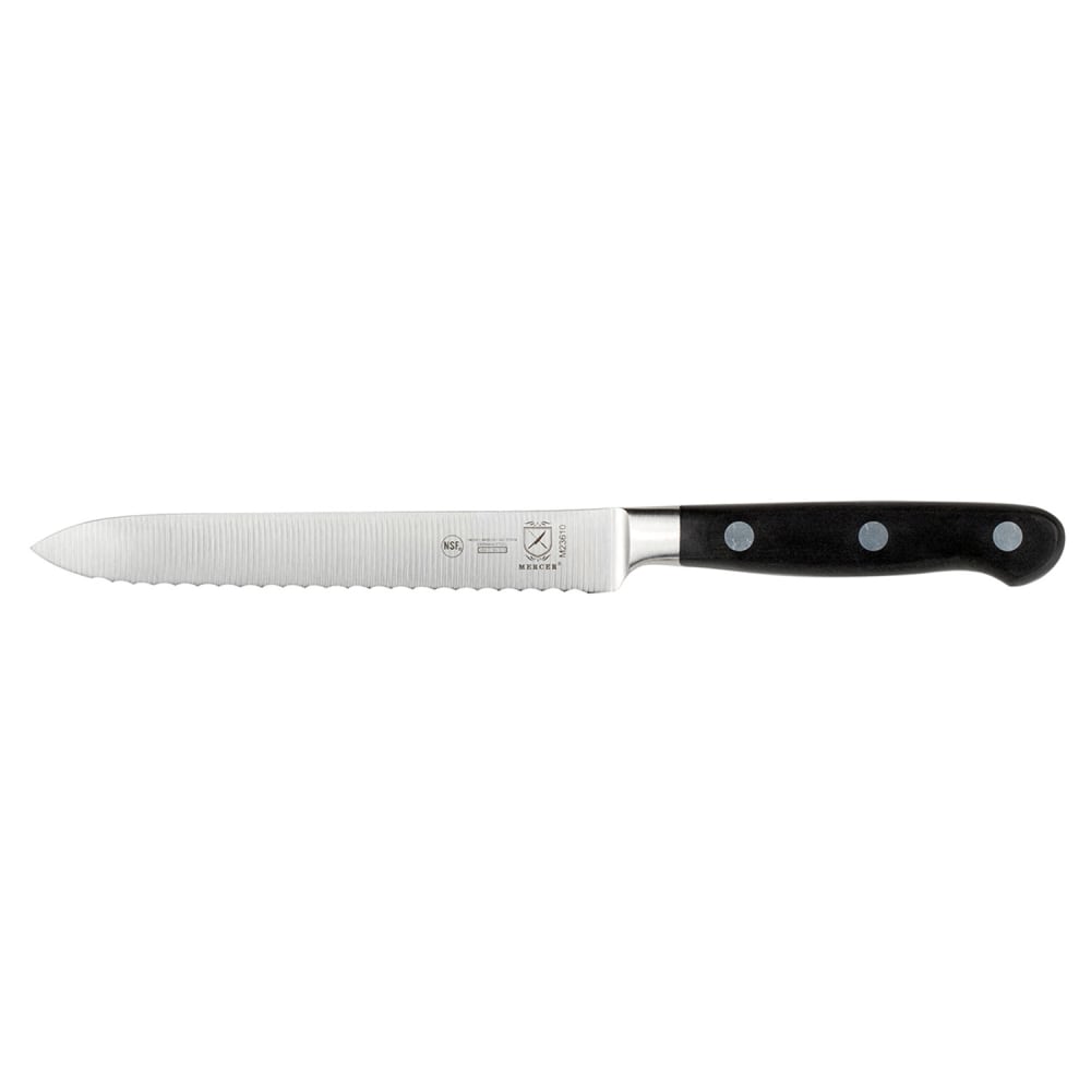 Mercer Culinary M23610 5" Tomato Knife w/ Black Ergonomic Delrin® Handle, High-Carbon German Steel