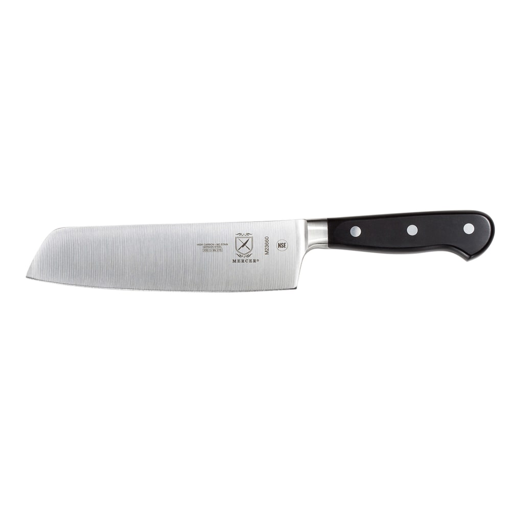 Mercer Culinary M23660 7" Nakiri w/ Black Ergonomic Delrin® Handle, High-Carbon German Steel