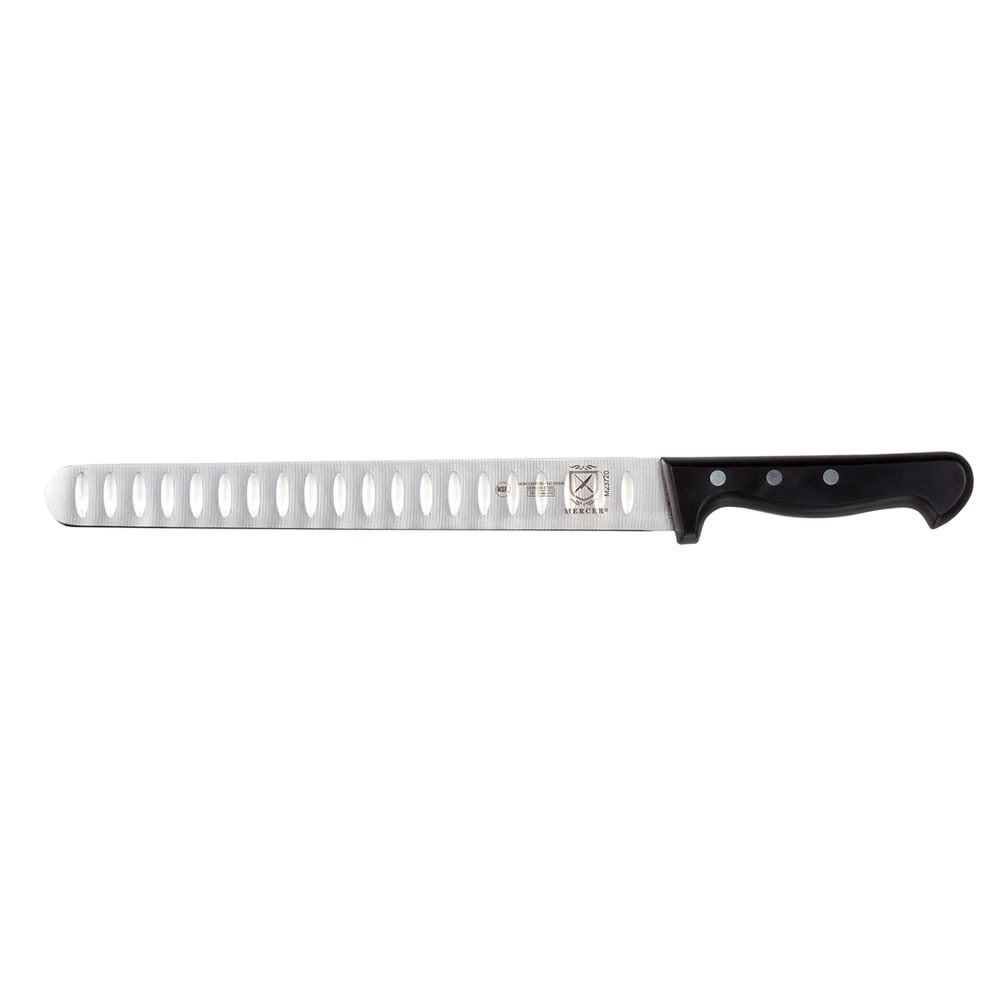Mercer Culinary M23720 10" Granton Slicer Knife w/ Black Ergonomic Delrin® Handle, High-Carbon German Steel