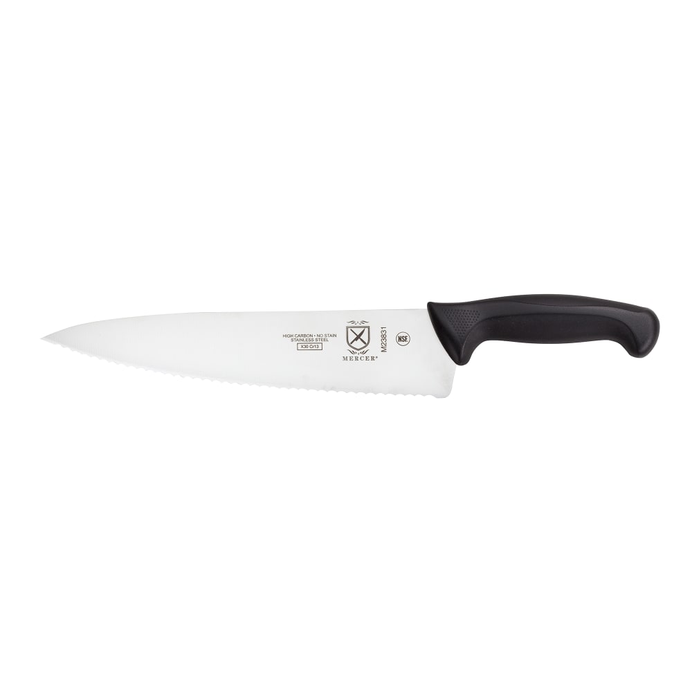 Mercer Culinary M23831 10" Chef's Knife w/ Black Santoprene®/Polypropylene Handle, High Carbon Japanese Steel