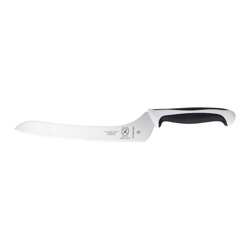 Mercer Culinary M23890WBH 9" Bread Knife w/ White Santoprene®/Polypropylene Handle, High Carbon Japanese Steel