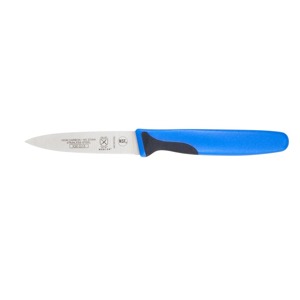 Mercer Culinary M23930BL 3" Paring Knife w/ Blue Santoprene®/Polypropylene Handle, High Carbon Japanese Steel