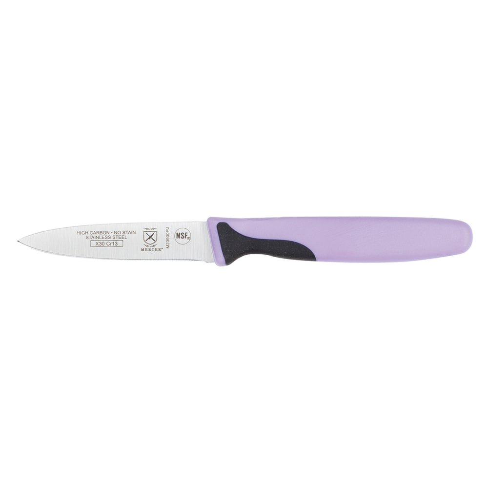 Mercer Culinary M23930PU 3" Paring Knife w/ Purple Santoprene®/Polypropylene Handle, High Carbon Japanese Steel