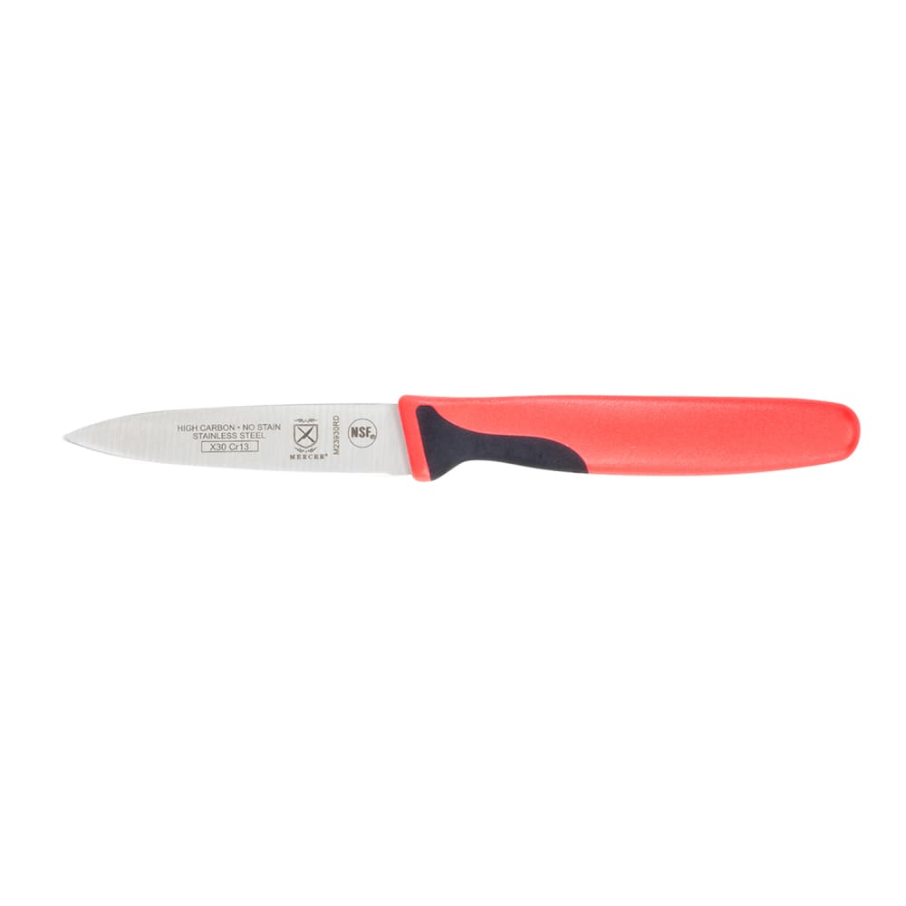 Mercer Culinary M23930RD 3" Paring Knife w/ Red Santoprene®/Polypropylene Handle, High Carbon Japanese Steel
