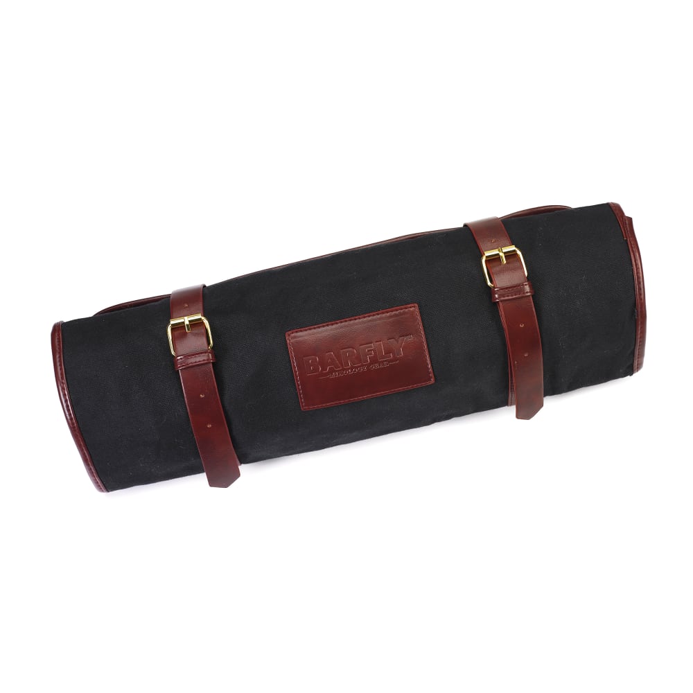 Barfly Mixology Gear Roll - Waxed Canvas & Leather, Black (M30930)