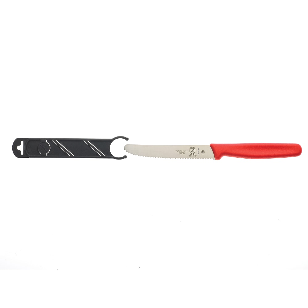 Mercer Culinary M33932RDB 4 1/3" Bar Knife w/ Red Polypropylene Handle, High Carbon Japanese Steel