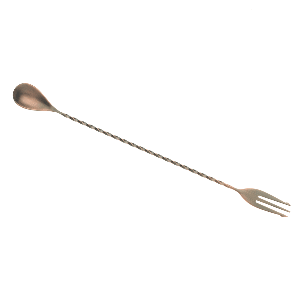 Barfly 12 3/8" Bar Spoon w/ Fork End, Antique Copper (M37015ACP)