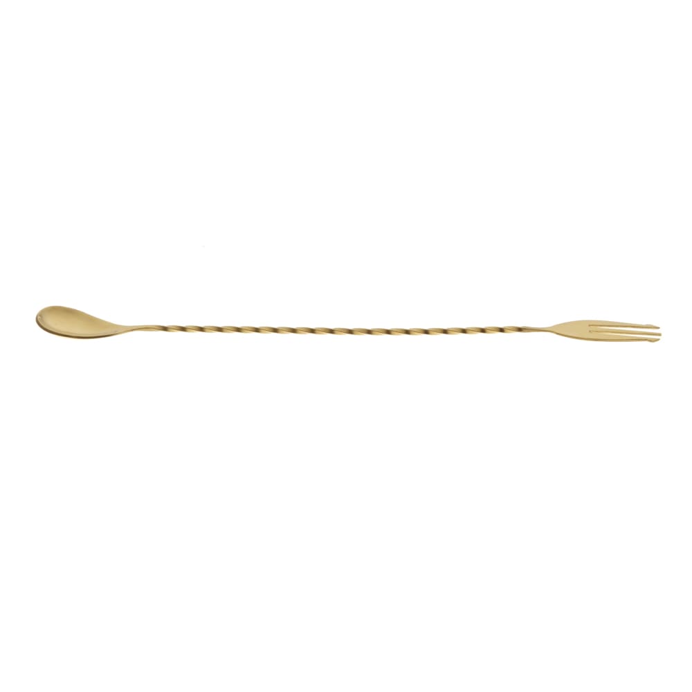 Barfly 12 3/8" Bar Spoon w/ Fork End, Gold (M37015GD)