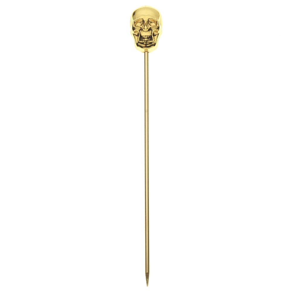 Barfly 4 3/8" Cocktail Pick w/ Skull Top, Gold (M37064GD)