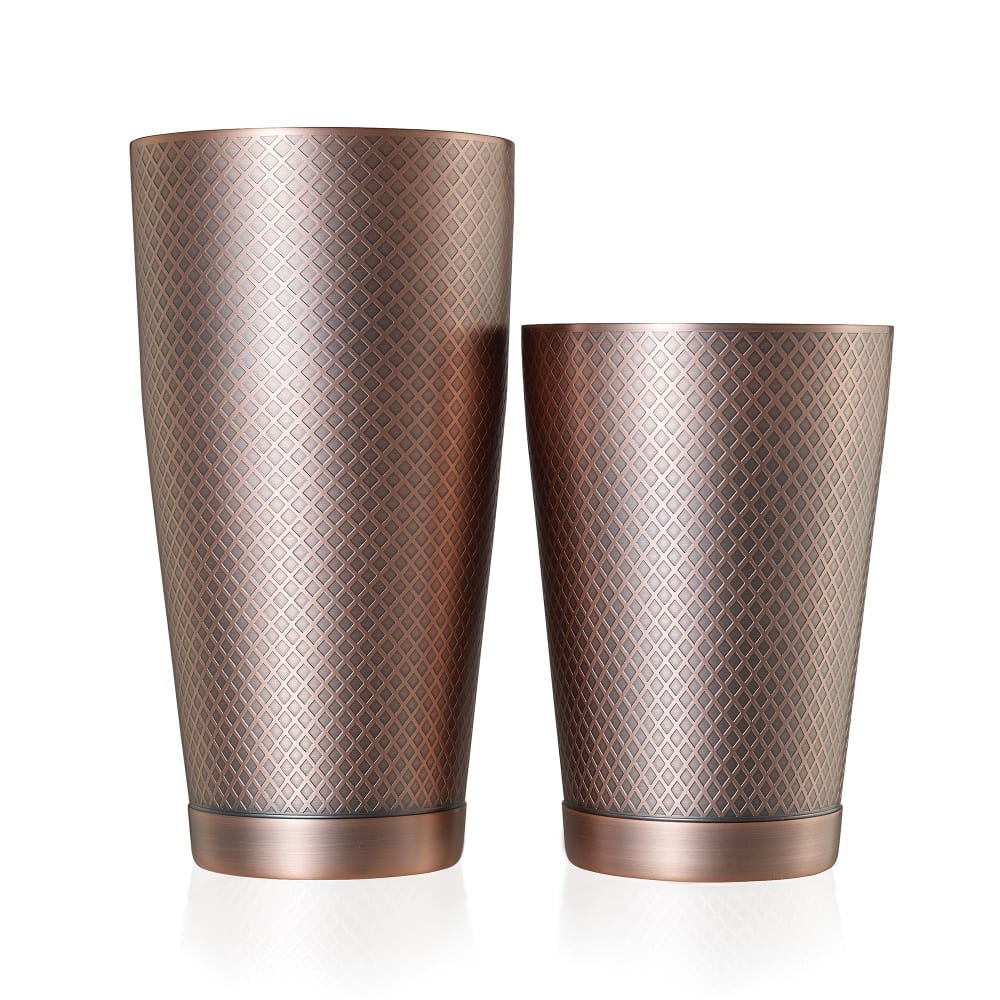 Barfly 28 oz & 18 oz Diamond Lattice Stainless Bar Cocktail Shaker Set, Antique Copper (M37200ACP)