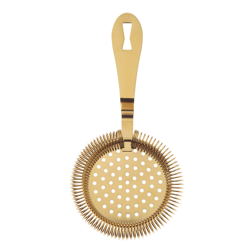 Barfly 7 1/4" Deluxe Antique Hawthorne Bar Strainer - Stainless Steel, Gold (M37218GD)