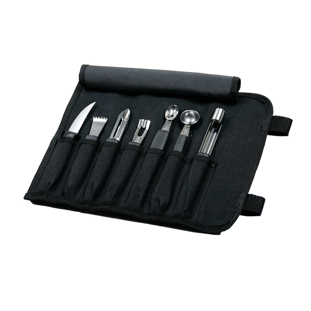 Mercer Culinary M40000 8-Piece Garnishing Kit w/ Black Polypropylene Handle