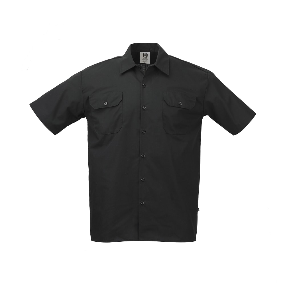 Mercer Culinary M60250BK3X Metro Edge® Brewer Work Shirt w/ Short Sleeves - Poly/Cotton, Black, 3X