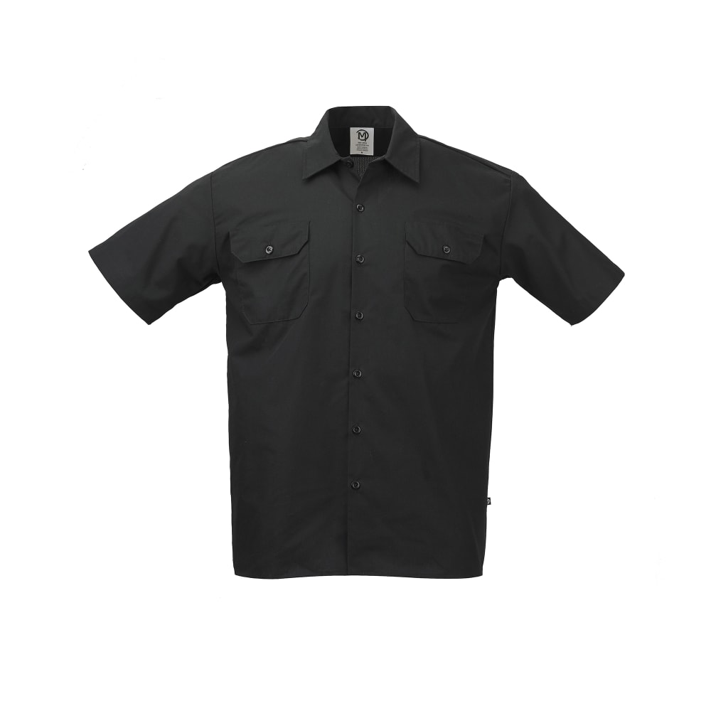 Mercer Culinary M60250BK5X Metro Edge® Brewer Work Shirt w/ Short Sleeves - Poly/Cotton, Black, 5X