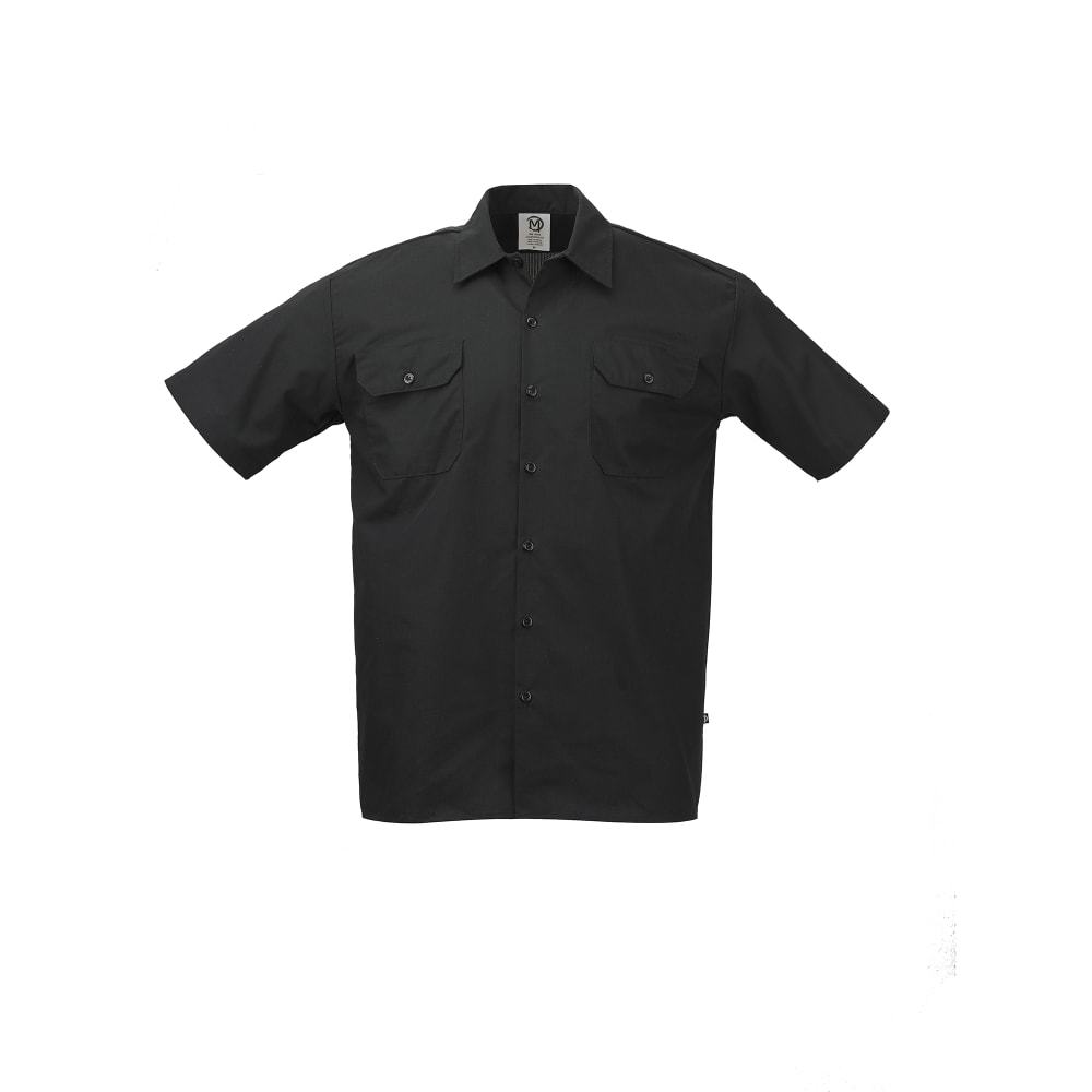 Mercer Culinary M60250BKM Metro Edge® Brewer Work Shirt w/ Short Sleeves - Poly/Cotton, Black, Medium