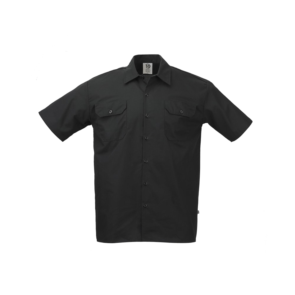 Mercer Culinary M60250BKS Metro Edge® Brewer Work Shirt w/ Short Sleeves - Poly/Cotton, Black, Small