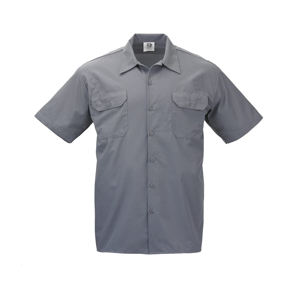 Mercer Culinary M60250GY1X Metro Edge® Brewer Work Shirt w/ Short Sleeves - Poly/Cotton, Gray, X-Large
