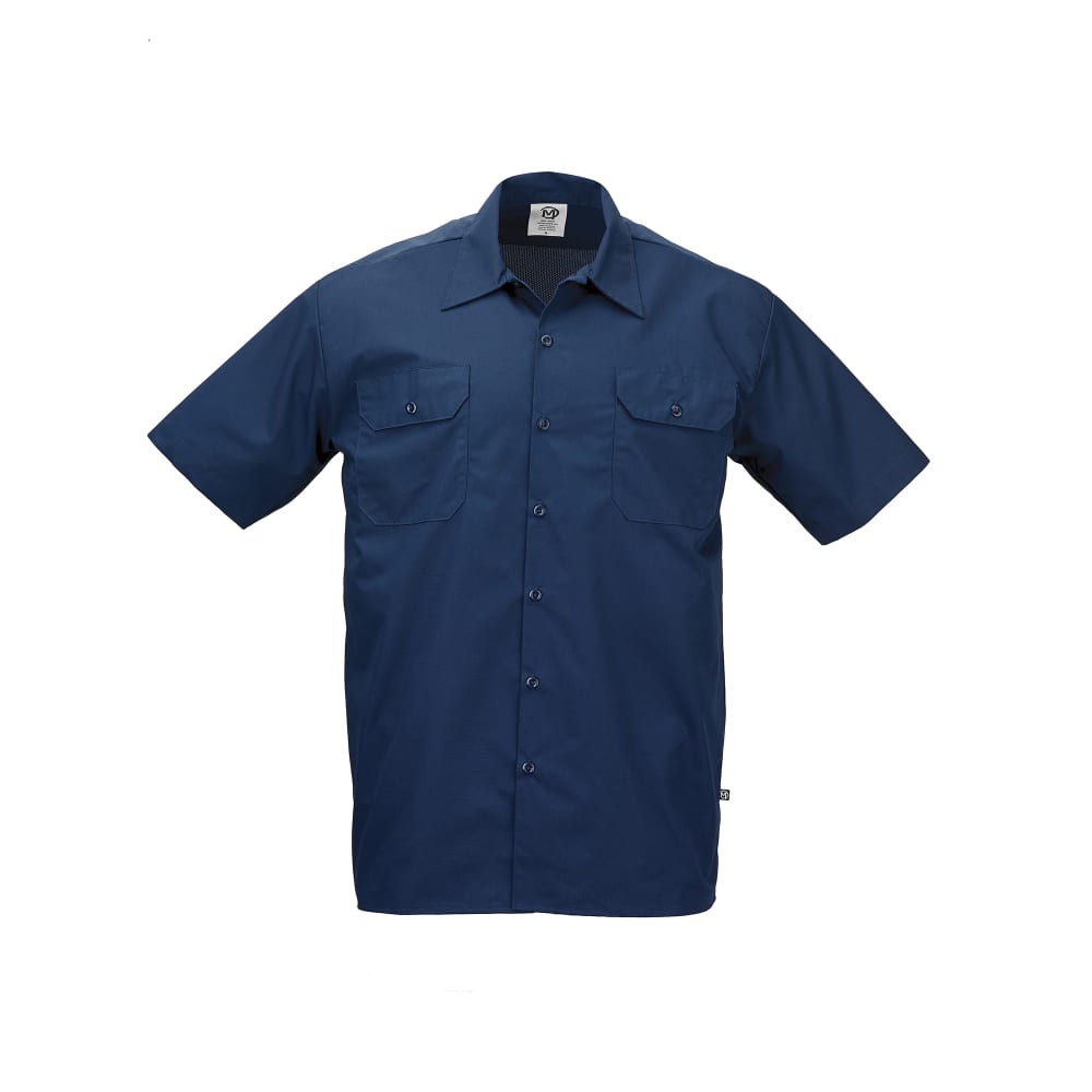 Mercer Culinary M60250NB2X Metro Edge® Brewer Work Shirt w/ Short Sleeves - Poly/Cotton, Navy Blue, 2X
