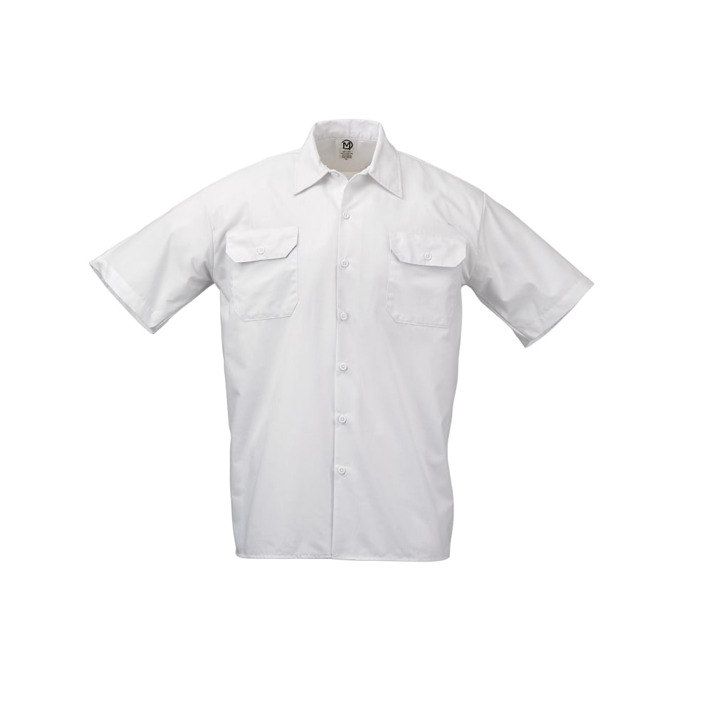 Mercer Culinary M60250WH2X Metro Edge® Brewer Work Shirt w/ Short Sleeves - Poly/Cotton, White, 2X
