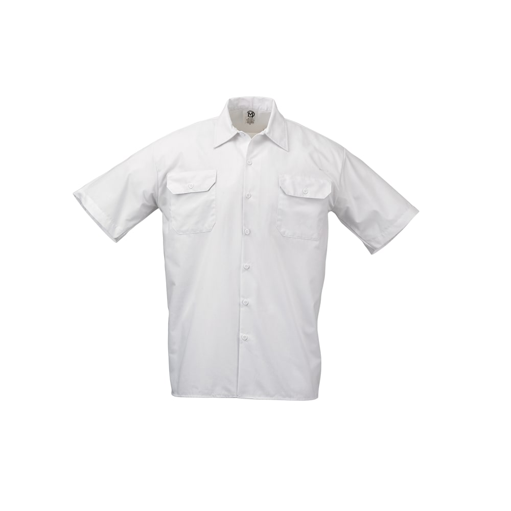 Mercer Culinary M60250WH4X Metro Edge® Brewer Work Shirt w/ Short Sleeves - Poly/Cotton, White, 4X