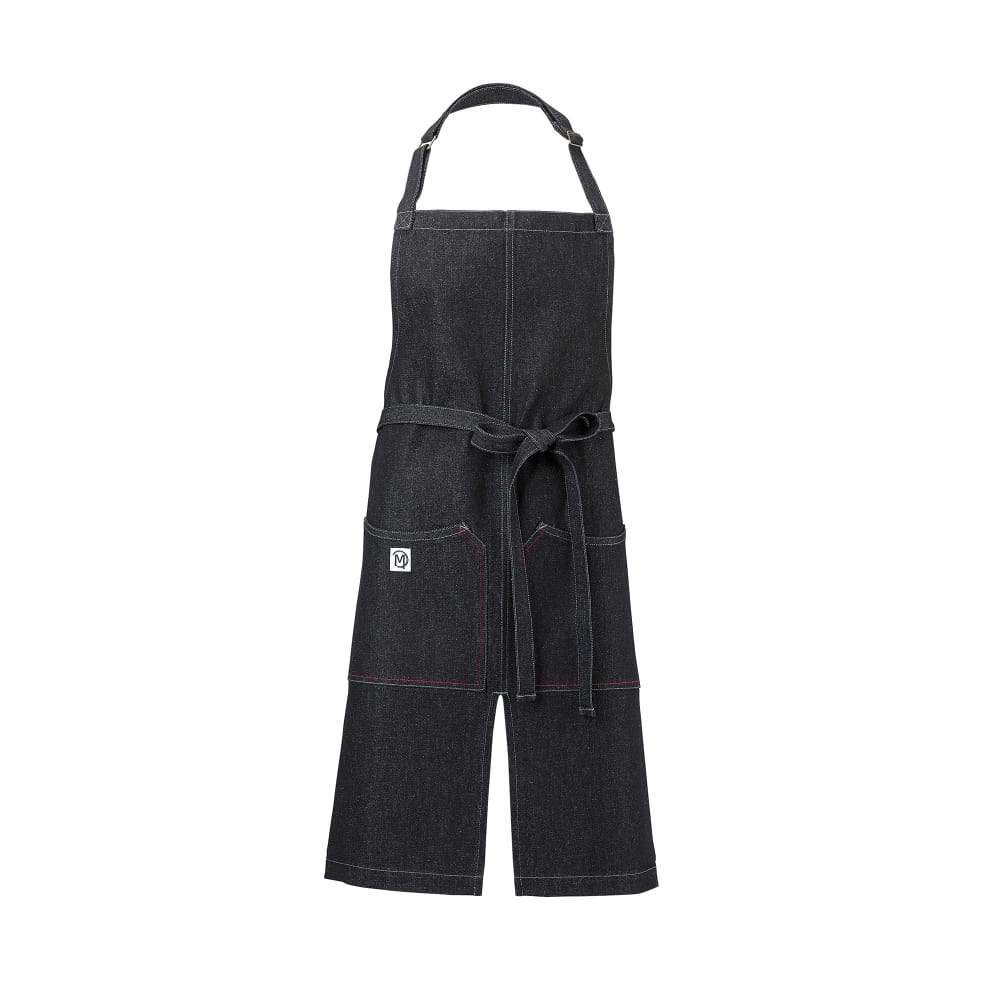 Mercer Culinary M63203BKD Full Length Bib Apron w/ (2) Pockets - 30" x 34", Cotton, Black