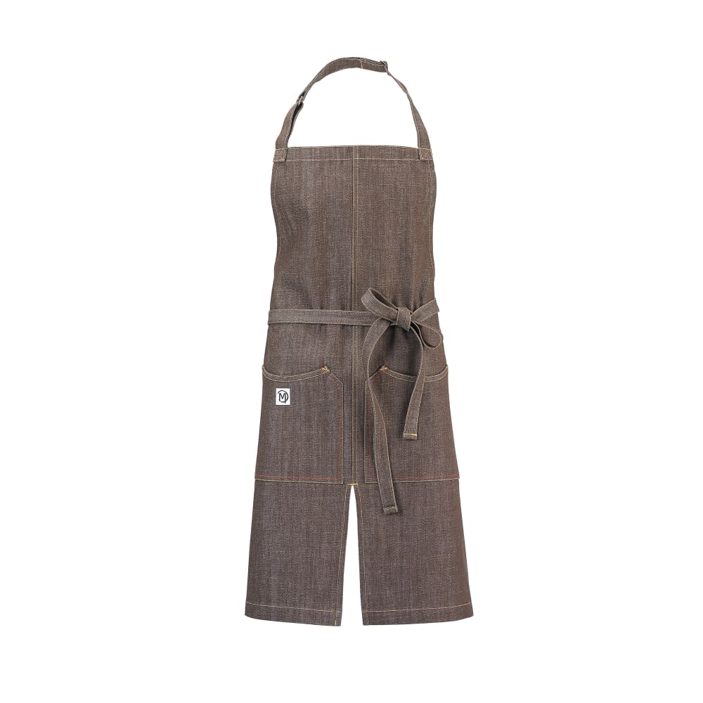 Mercer Culinary M63203BRN Full Length Bib Apron w/ (2) Pockets - 30" x 34", Cotton, Brown