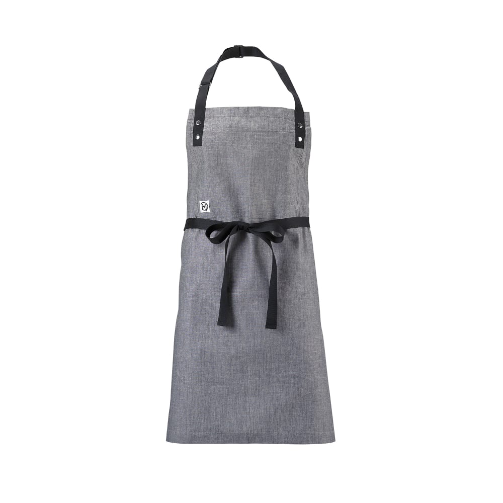 Mercer Culinary M63205GRY Full Length Bib Apron w/ (1) Pocket - 32" x 29 1/4", Cotton, Light Gray
