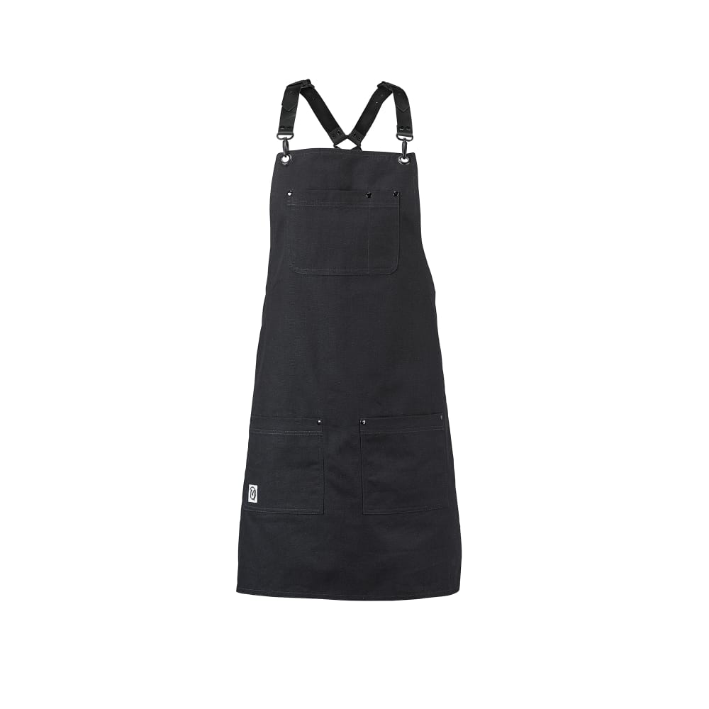 Mercer Culinary M63208BDBK Full Length Bib Apron w/ (5) Pockets - 30 1/2" x 25", Cotton, Black