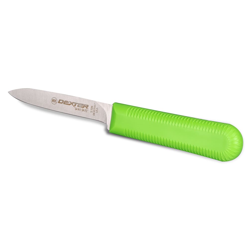 Dexter Russell S104G-PCP SANI-SAFE® 3 1/4" Paring Knife Set w/ Polypropylene Green Handle, Carbon Steel