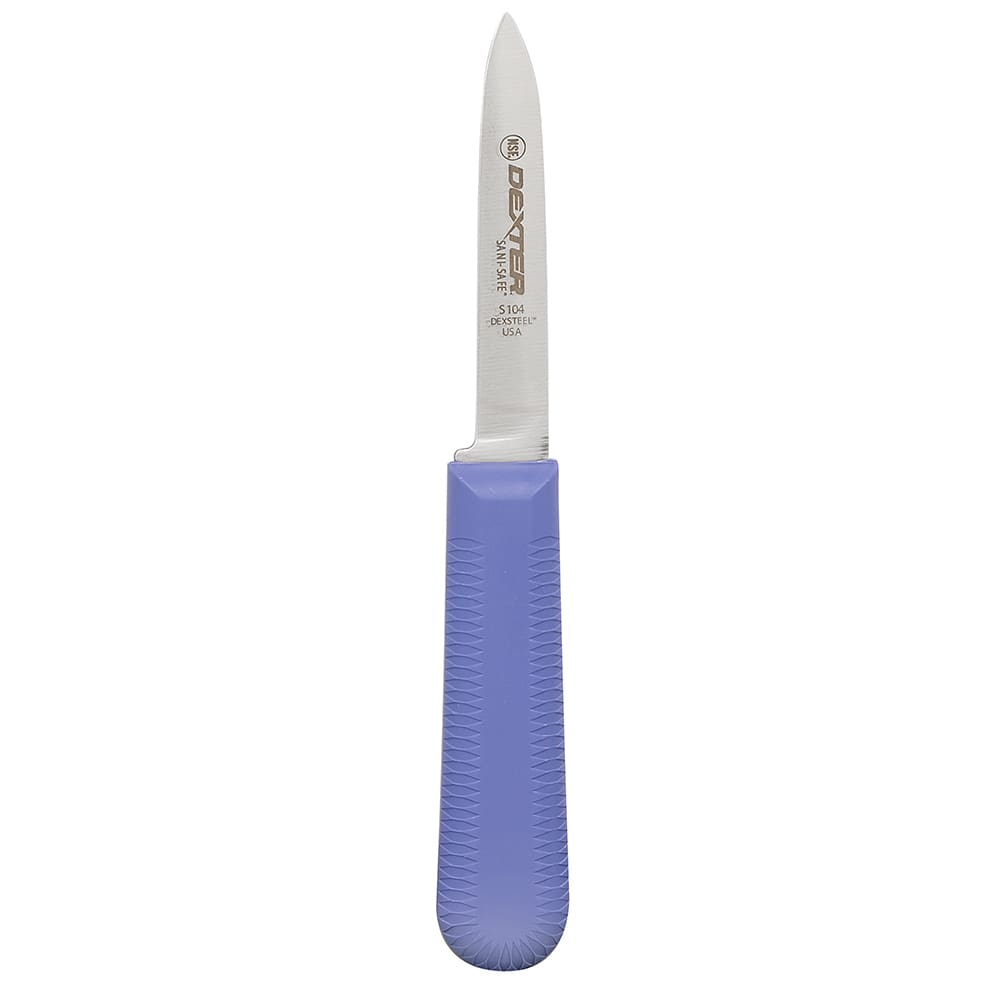 Dexter Russell S104P-PCP SANI-SAFE® 3 1/4" Paring Knife w/ Polypropylene Purple Handle, Carbon Steel