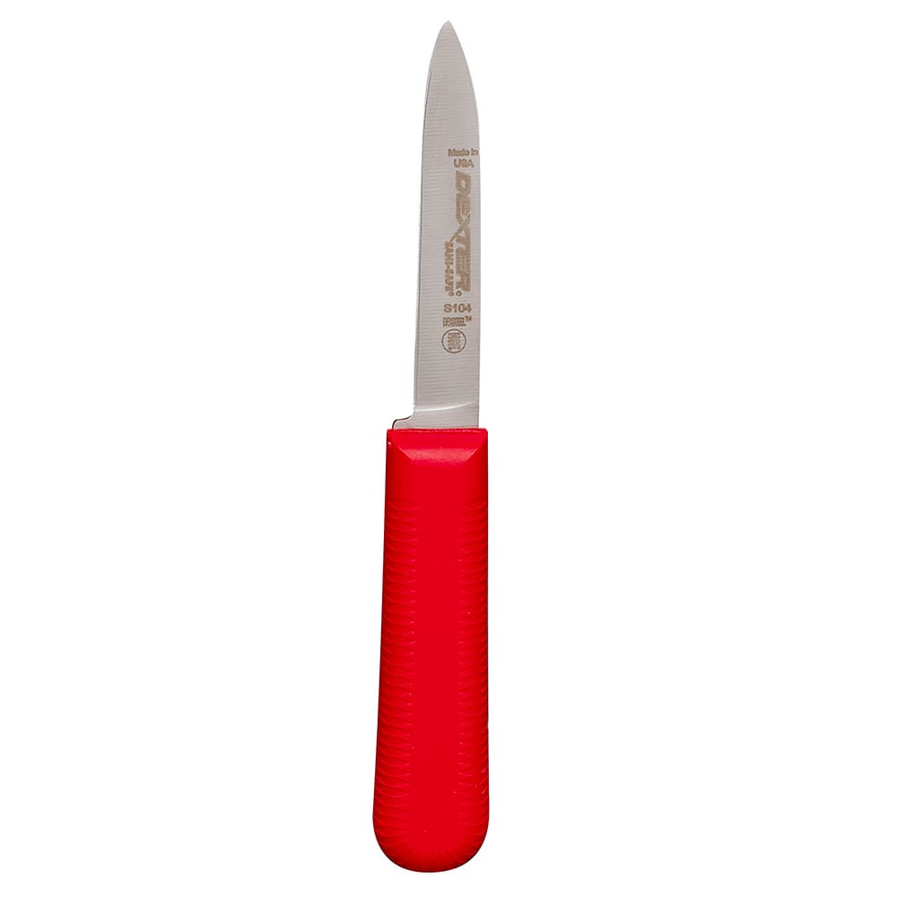 Dexter Russell S104R-PCP SANI-SAFE® 3 1/4" Paring Knife Set w/ Polypropylene Red Handle, Carbon Steel