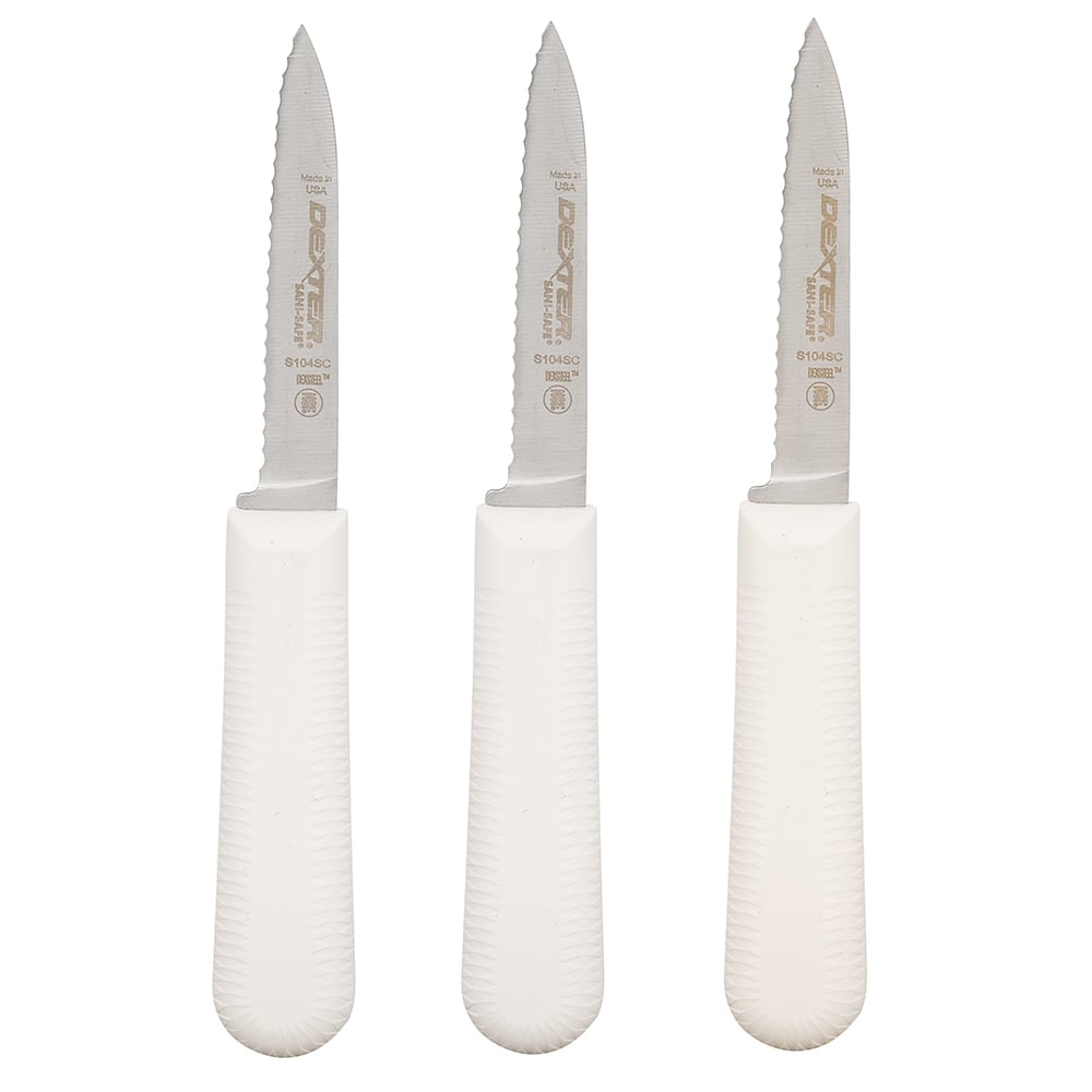 Dexter Russell S104SC-3PCP SANI-SAFE® 3 1/4" Paring Knife Set w/ Polypropylene White handle, Carbon Steel