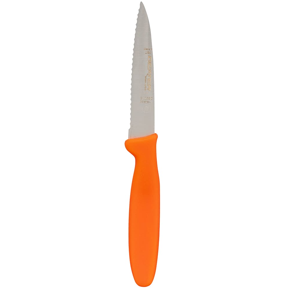 Dexter Russell S105SC-PCP SANI-SAFE® 3 1/2" Paring Knife w/ Polypropylene Orange Handle, Carbon Steel