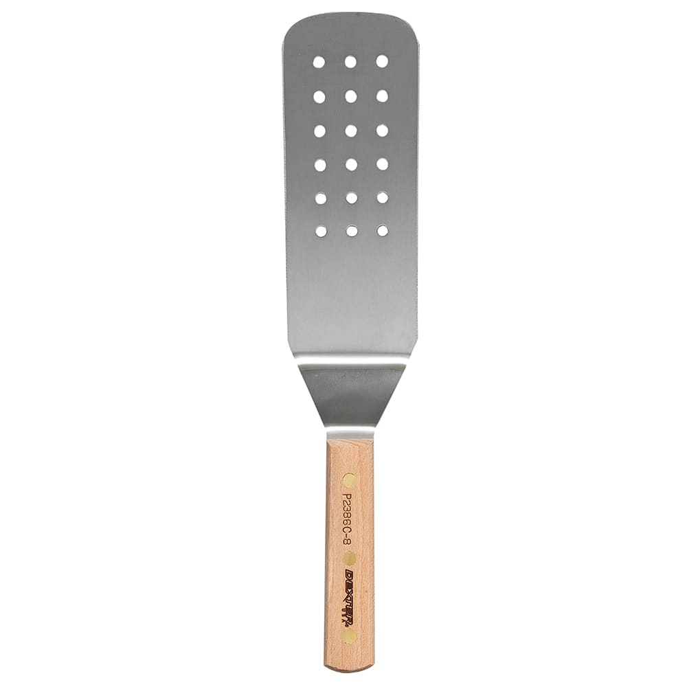 Dexter Russell P2386C-8 8"x3" Perforated Turner w/ Beech Handle, Carbon Steel