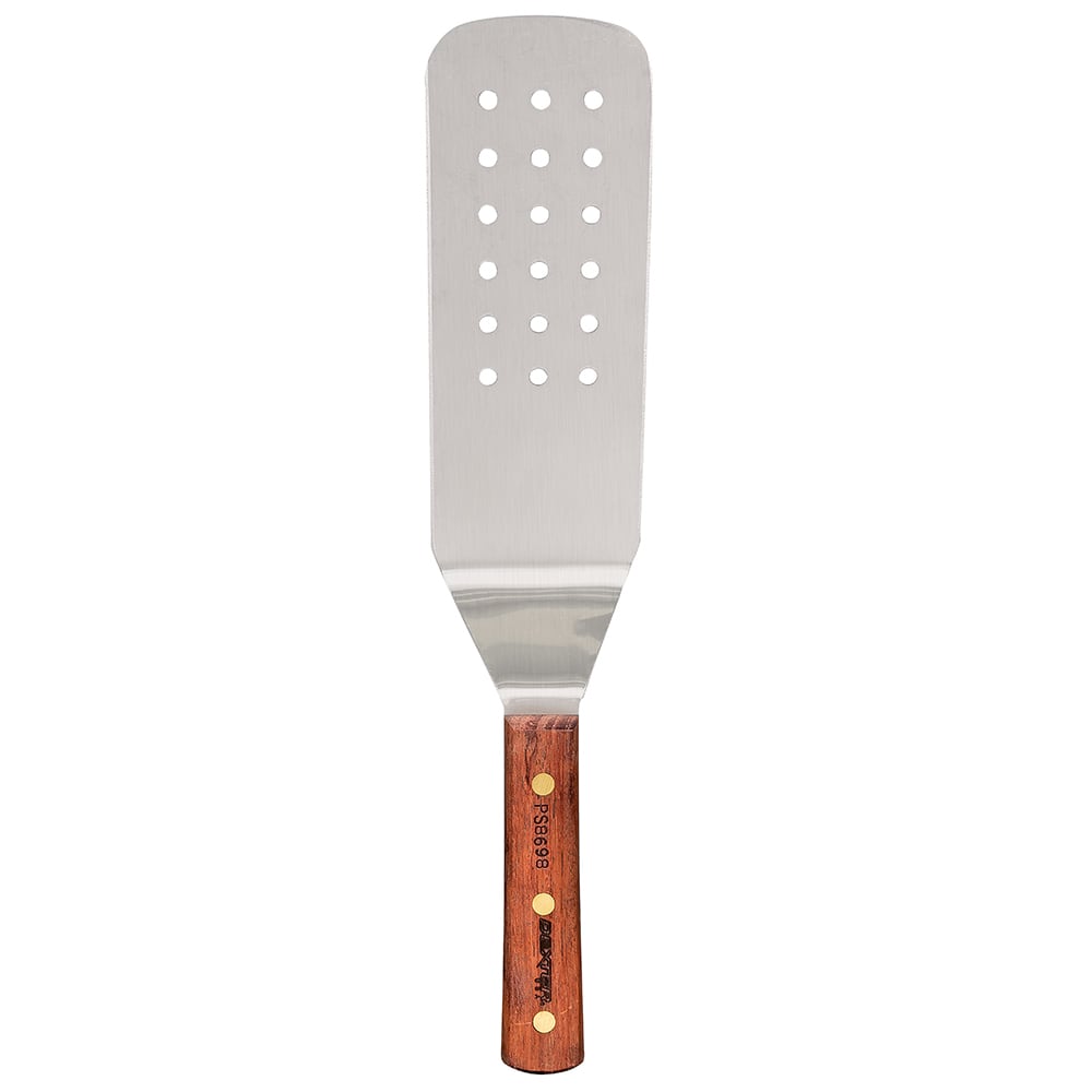 Dexter Russell PS8698 8"x3" Perforated Turner w/ Rosewood Handle, Stainless Steel