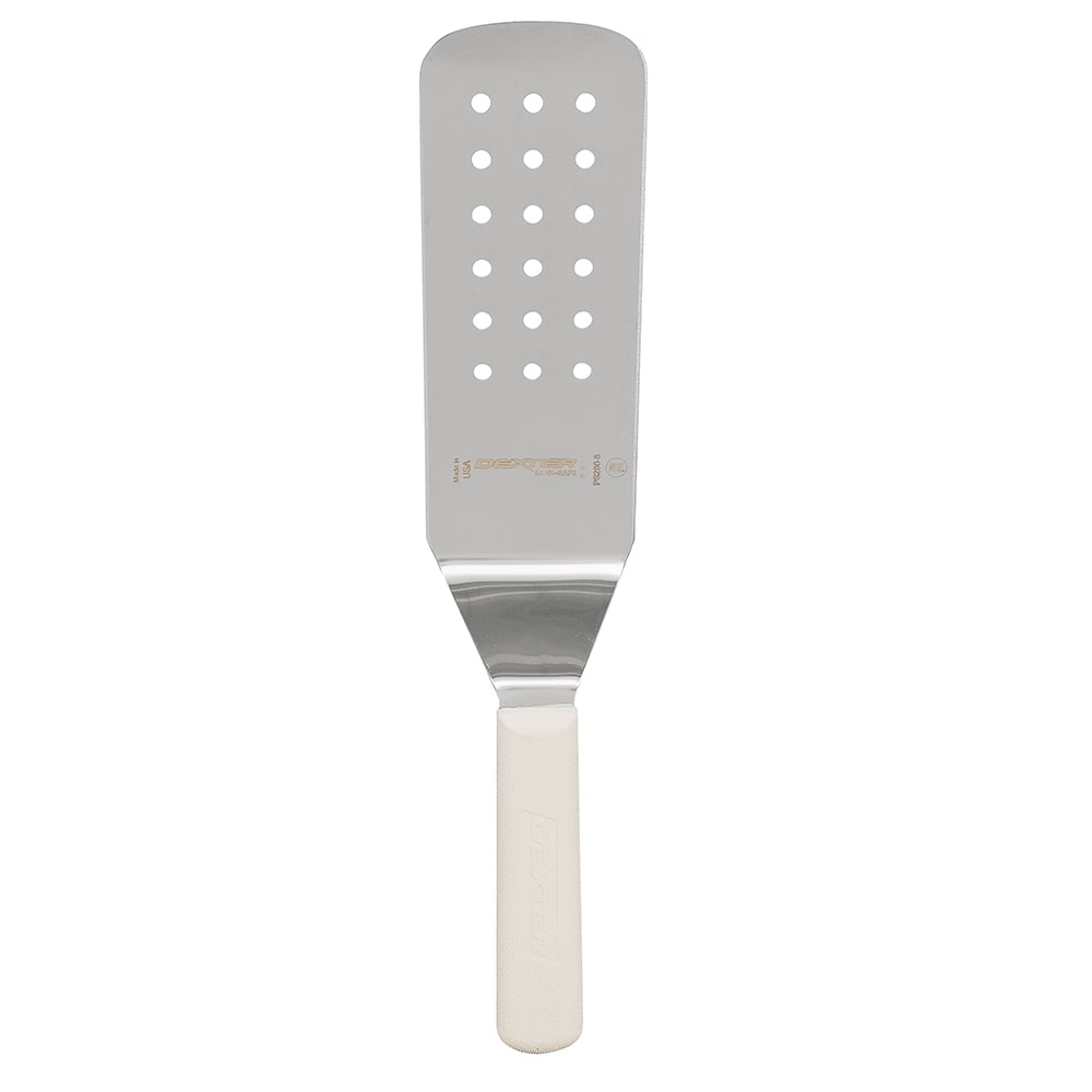 Dexter Russell PS286-8PCP SANI-SAFE® 8"x 3" Perforated Turner w/ Polypropylene White Handle, Stainless Steel