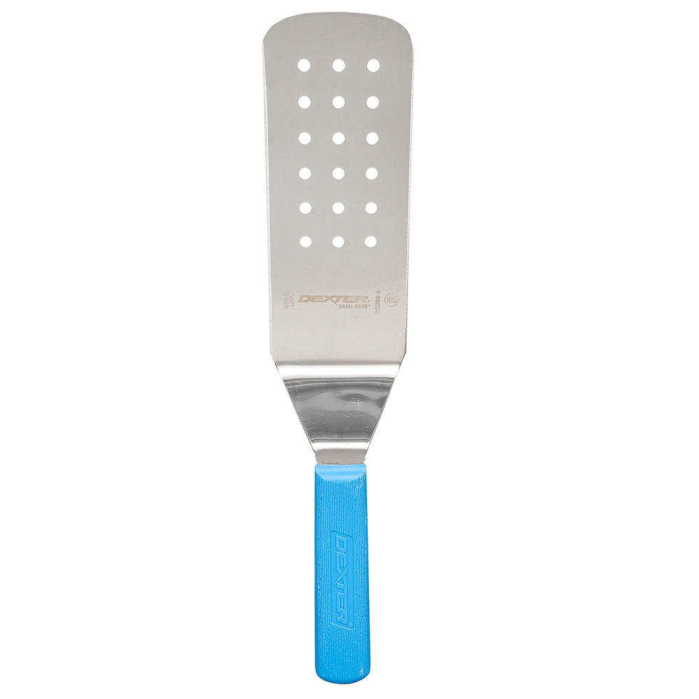 Dexter Russell PS286-8C-PCP SANI-SAFE® 8"x 3" Perforated Turner w/ Polypropylene Blue Handle, Stainless Steel