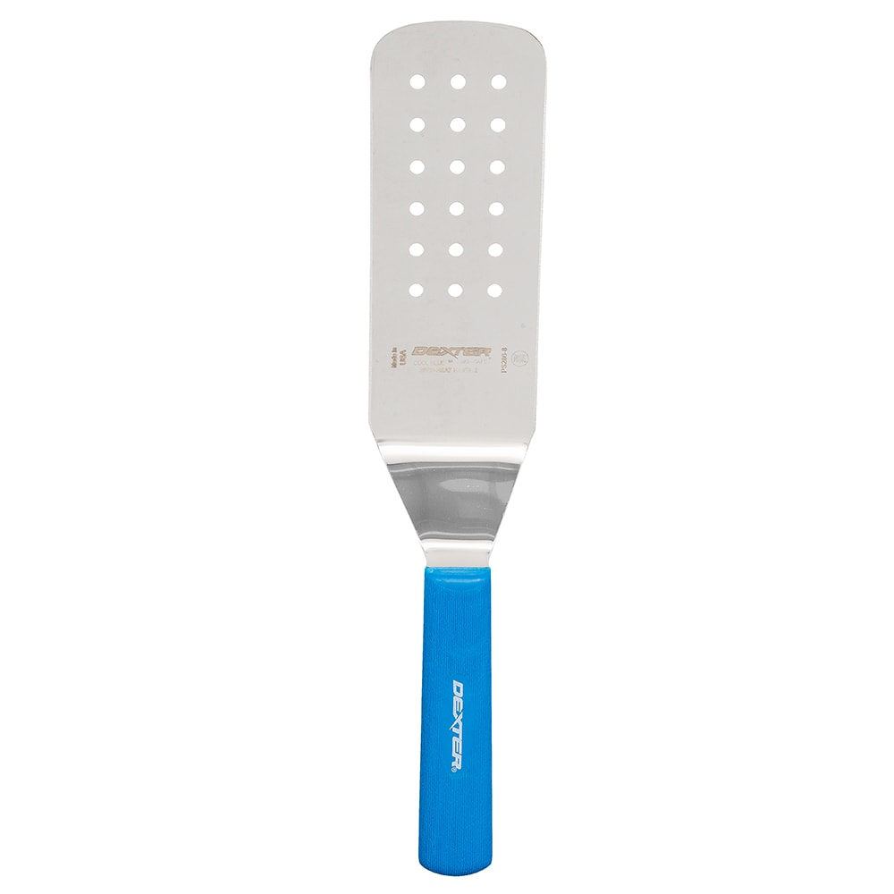 Dexter Russell PS286-8H-PCP SANI-SAFE® 8"x 3" Perforated Turner w/ Polypropylene Blue Handle, Stainless Steel