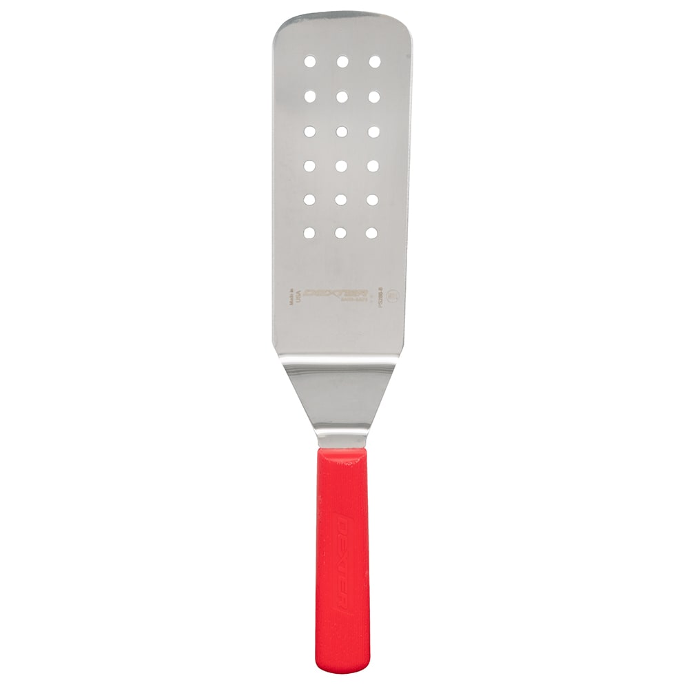 Dexter Russell PS286-8R-PCP SANI-SAFE® 8"x 3" Perforated Turner w/ Polypropylene Red Handle, Stainless Steel