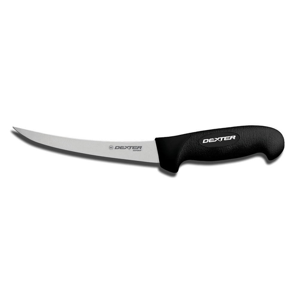 Dexter Russell SG131-6B-PCP 6" Narrow Stiff Boning Knife w/ Soft Black Rubber Handle, Carbon Steel