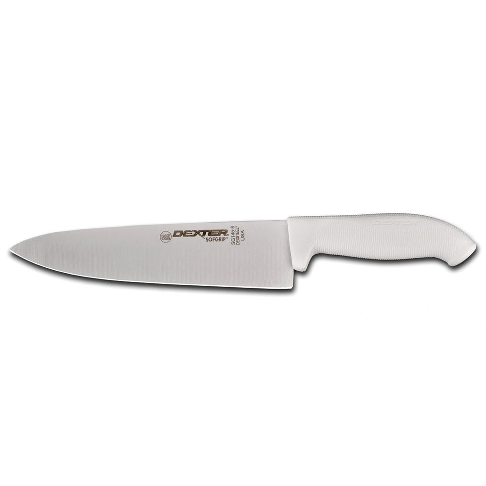 Dexter Russell SG145-8PCP 8" Chef's Knife w/ Soft White Rubber Handle, Carbon Steel