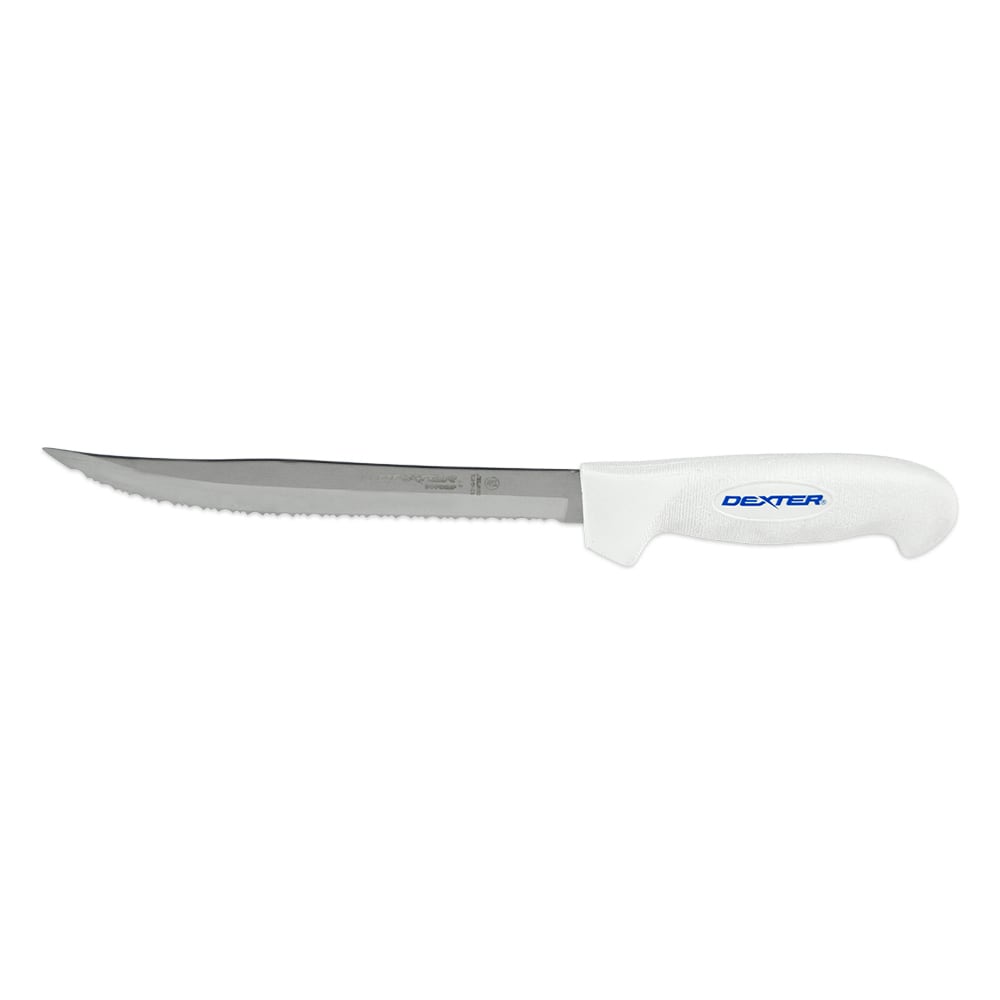 Dexter Russell SG142-8TE-PCP 8" Slicer w/ Soft White Rubber Handle, Carbon Steel