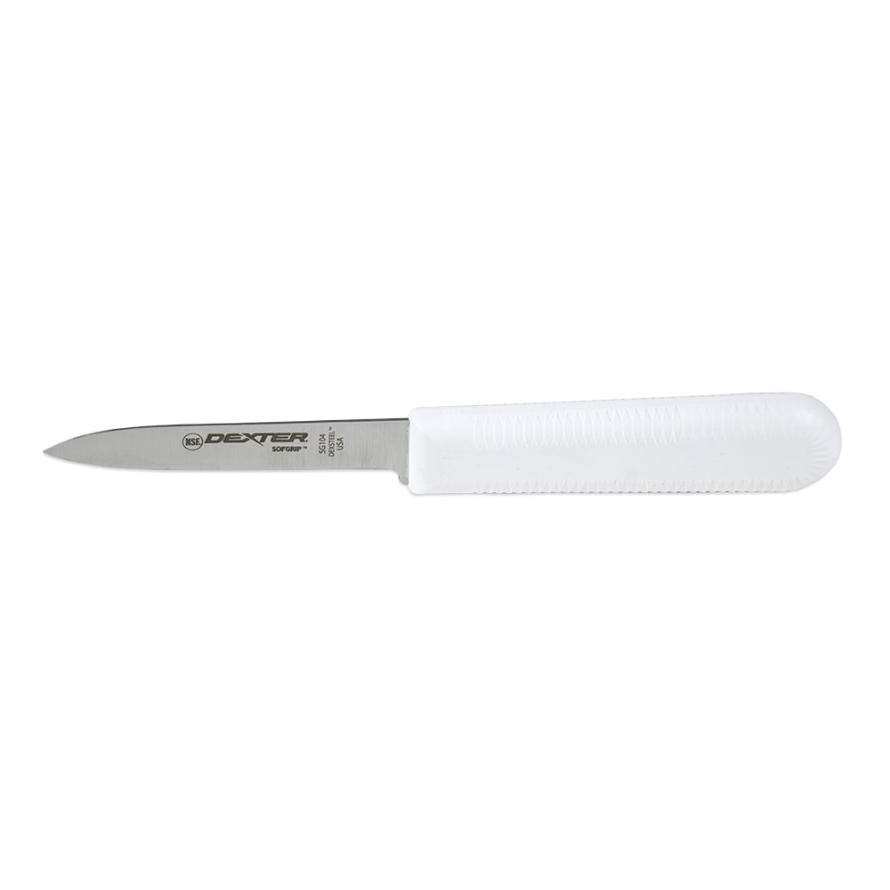 Dexter Russell SG104-PCP 3 1/4" Paring Knife w/ Soft White Rubber Handle, Carbon Steel