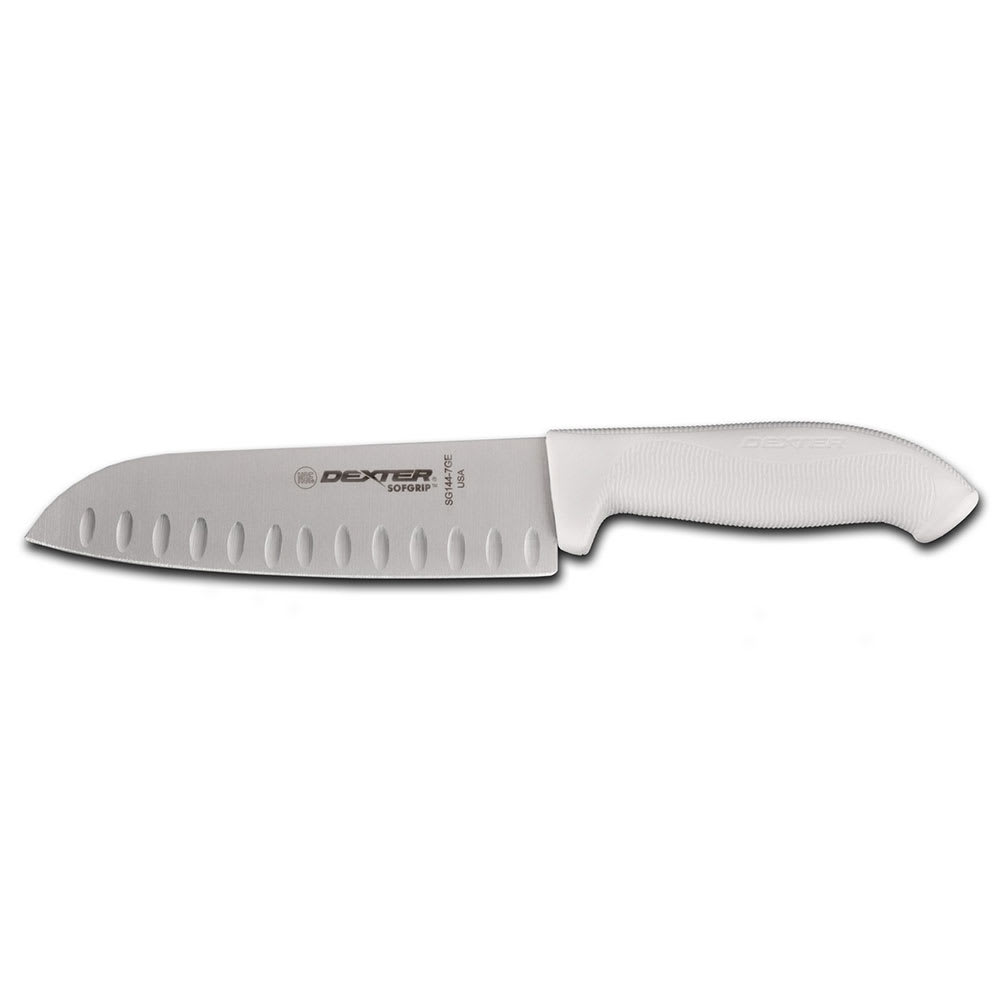 Dexter Russell SG144-7GE-PCP 7" Santoku Knife w/ High Carbon Steel Blade & White Rubber Handle