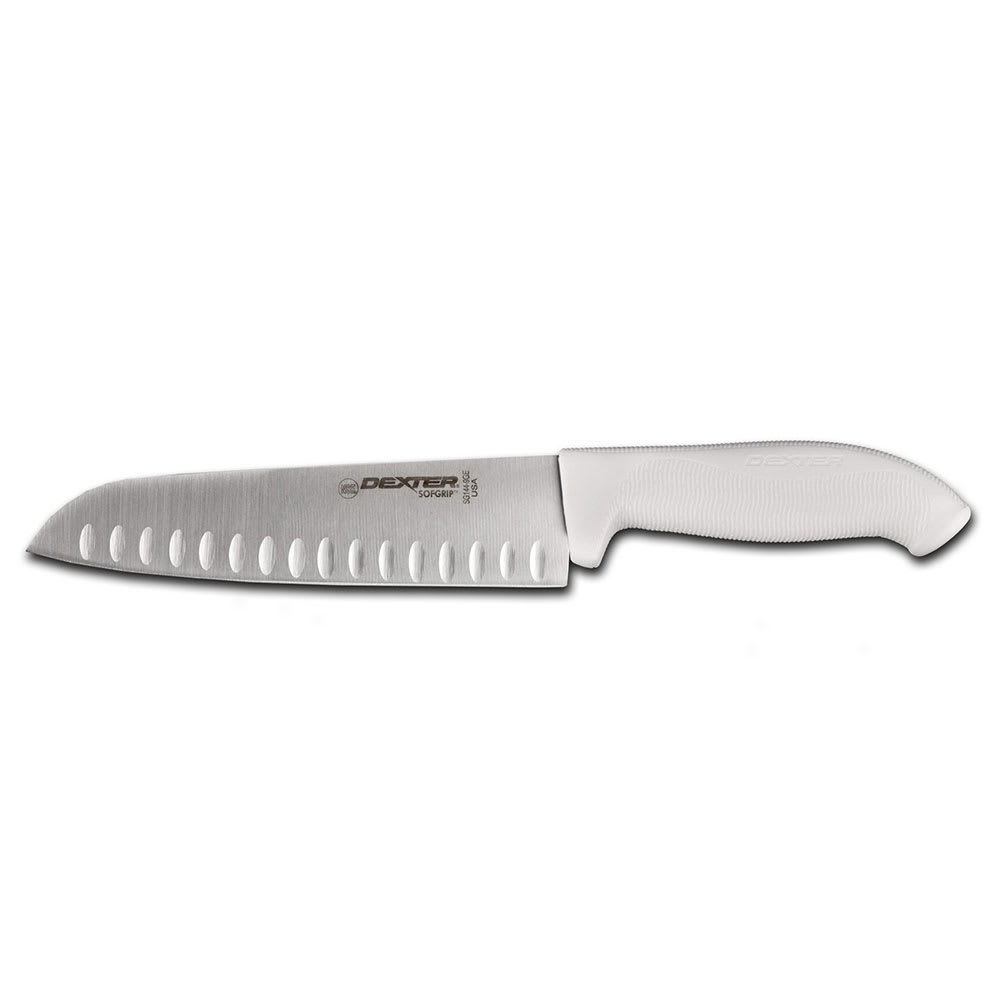 Dexter Russell SG144-9GE-PCP 9" Santoku Knife w/ High Carbon Steel Blade & White Rubber Handle