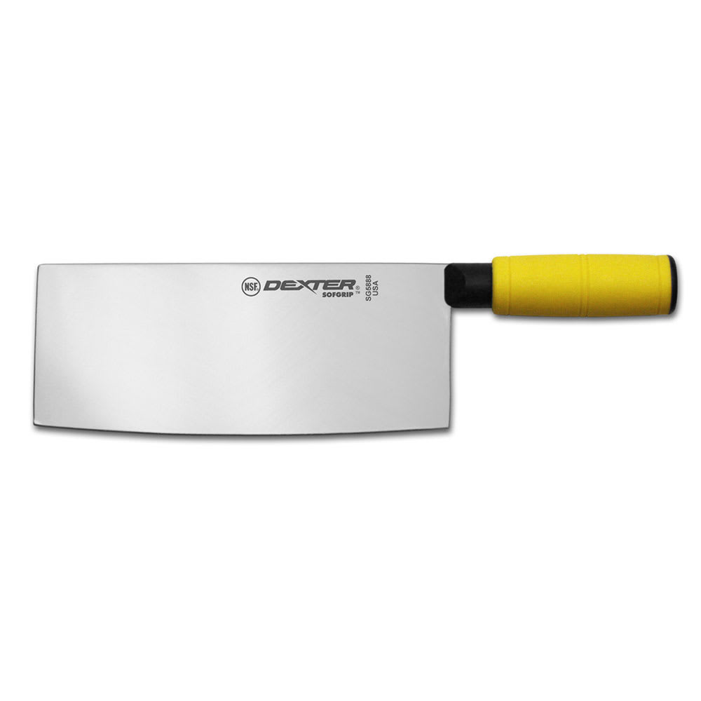 Dexter Russell SG5888Y-PCP 8" Chinese Chef's/Cook's Knife w/ Yellow Rubber Handle, High Carbon Steel